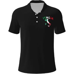 إيطاليا إيطاليا قمصان بولو العلم الإيطالي للرجال، قميص جولف رجالي سريع الجفاف قصير الأكمام كاجوال in Kuwait