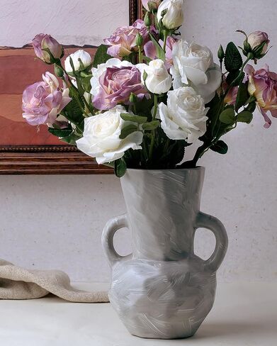 Rustic Ceramic Vase with Handles, Hand-Painted Vintage Decorative Vases for Home Decor, Artistic Flower Vase Centerpiece in Saudi Arabia