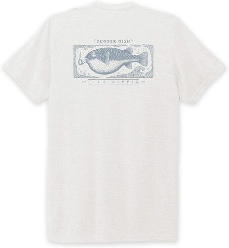 Fish Hippie Puffer Fish Flatwater Tee I Sustainable Blend of Recycled Polyester, Organic Cotton, Modal. Comfort T-Shirt in Kuwait