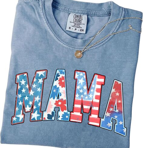 Comfort Colors® American Mama Shirt, Retro Mama Shirt, 4th of July Shirt, USA Mom Shirt, Patriotic Mom Shirt, Floral Mom Shirt, Gift for Mom in Kuwait