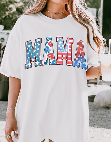 Comfort Colors® American Mama Shirt, Retro Mama Shirt, 4th of July Shirt, USA Mom Shirt, Patriotic Mom Shirt, Floral Mom Shirt, Gift for Mom in Kuwait