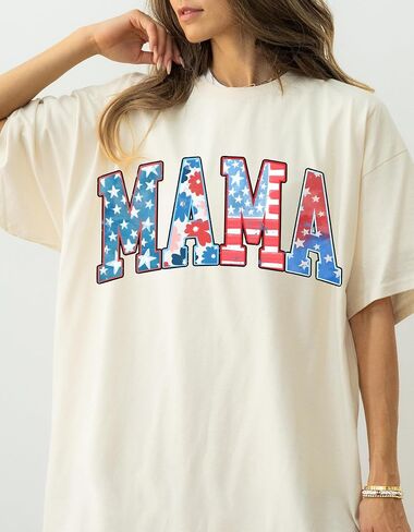 Comfort Colors® American Mama Shirt, Retro Mama Shirt, 4th of July Shirt, USA Mom Shirt, Patriotic Mom Shirt, Floral Mom Shirt, Gift for Mom in Kuwait