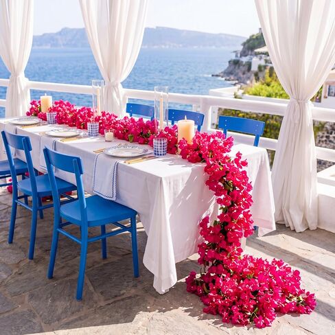 Thiccywoov 4 Pcs 5.9 ft Bougainvillea Artificial Flower Garland Faux Bougainvillea Wreaths Tropical Hawaiian Floral Vine for Bachelorette Birthday Summer Dancing Queen Party Wedding Arch Table Decor in Kuwait