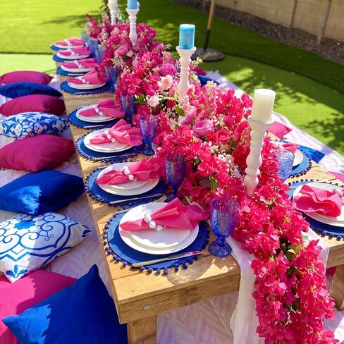Thiccywoov 4 Pcs 5.9 ft Bougainvillea Artificial Flower Garland Faux Bougainvillea Wreaths Tropical Hawaiian Floral Vine for Bachelorette Birthday Summer Dancing Queen Party Wedding Arch Table Decor in Kuwait