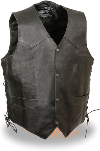 Men's Motorcycle Blk Live to Ride Embosed Back Leather Vest with Free shiping (L Regular) in Kuwait
