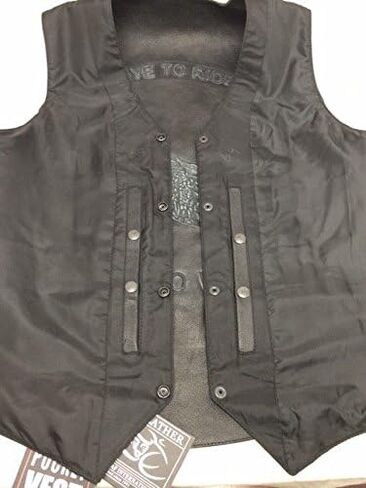Men's Motorcycle Blk Live to Ride Embosed Back Leather Vest with Free shiping (L Regular) in Kuwait