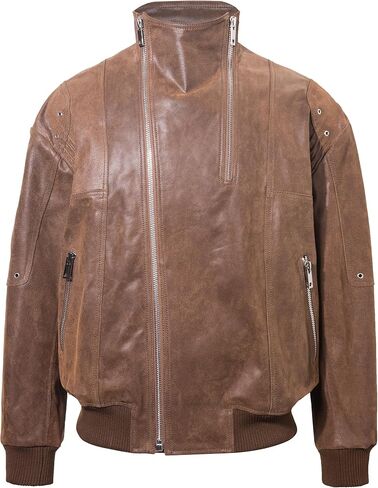 FLAVOR Mens Leather Motorcycle Jacket Real Leather Biker Jacket with Stand Collar in Saudi Arabia