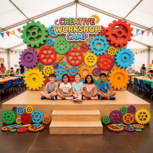 Yerliker 12 Pcs Wood Gear Wall Decorations Set for Craft, 12in-3in Large Colorful Rustic Wheel Cogwheel Steampunk Industrial Art Craft Lab Home Office Bar Cafe Party in Kuwait