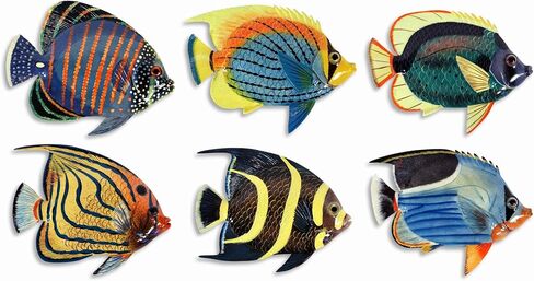 Handpainted L-A Tropical Fish Replica Wall Mount Decor Plaque 6" (Set Of 6) in Saudi Arabia