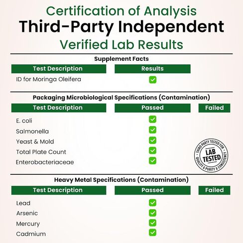 VITBOOST Moringa Oleifera 50:1 Extract Capsules 400mg - Moringa Capsules for Antioxidant Superfood, Energy & Immune Support - Non-GMO, Lab Tested, Made in USA - 180 Count | 3 Month Supply in Saudi Arabia