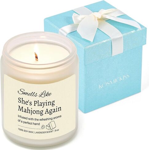 Funny Mahjong Gifts for Women Unique, Mahjong Party Supplies for Chrismas Birthday Gifts, Mah Jongg Accessories Gift for Mahjongg Players & Lovers, Firends, Hostess, Lavender Scented Candle in Saudi Arabia
