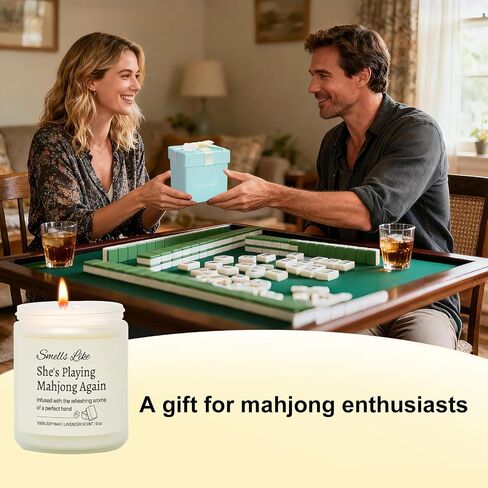 Funny Mahjong Gifts for Women Unique, Mahjong Party Supplies for Chrismas Birthday Gifts, Mah Jongg Accessories Gift for Mahjongg Players & Lovers, Firends, Hostess, Lavender Scented Candle in Saudi Arabia
