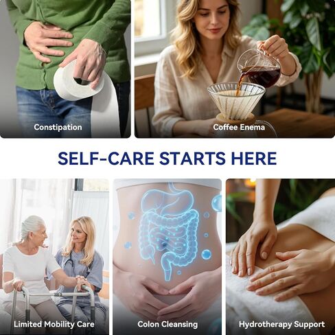 Enema Kit, Coffee Enema Coffee Organic Kit, Electric Enemas for Colon Cleanse for Women Men, Adjustable 100 Water Pressure & 13 Replaceable Nozzles (Elegant White) in Saudi Arabia
