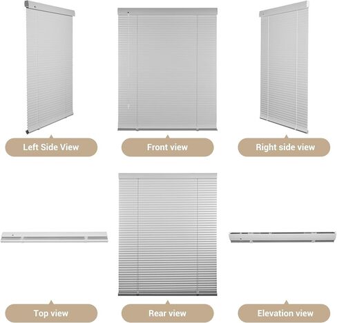 Boolegon Cordless Mini Blinds for Indoor Windows,Aluminum 1" S-Curve 100% Privacy,Waterproof,Room Darkening,Horizontal Window Blinds for Door,Kitchen,Bathroom,Bedroom, Black, 19" W x 39" H in Saudi Arabia