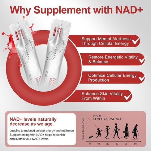 مكمل سائل Howave NAD+ 1000 مجم، 30 عبوة، مع نيكوتيناميد ريبوسيد، ريسفيراترول وPQQ - معزز NAD للشيخوخة الصحية للطاقة الخلوية والصحة الخلوية والوضوح العقلي للرجال والنساء in Kuwait