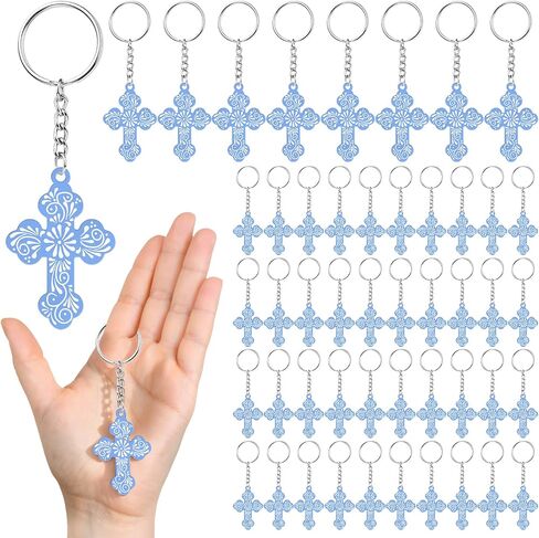 50 Pcs Mexican Cross Keychains Bulk Set, Acrylic Religious Christian Keychain for Cielito Lindo Baby Shower Party Favors, Church Gifts, Baptism, Confirmation, Mother's Day, Cinco de Mayo (Brown) in Saudi Arabia