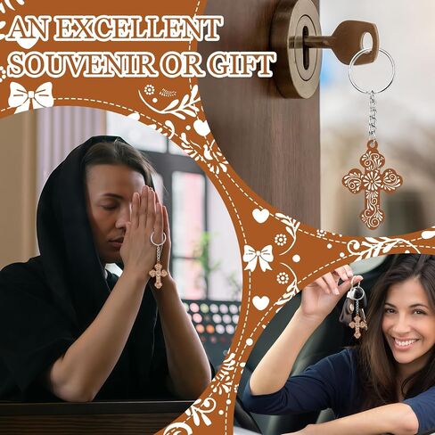 مجموعة 50 قطعة من سلاسل المفاتيح المكسيكية المتقاطعة، سلسلة مفاتيح دينية أكريليك من أجل هدايا حفلات استقبال المولود الجديد من سيليتو ليندو، هدايا الكنيسة، المعمودية، التأكيد، عيد الأم، سينكو دي مايو (بني) in Kuwait