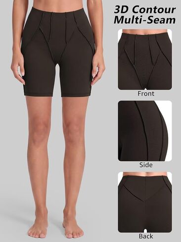 Sunzel Women's External 3D Contour Seam Biker Shorts 6" High Waisted Butt Lifting Squat Proof Compression Yoga Shorts Running in Kuwait