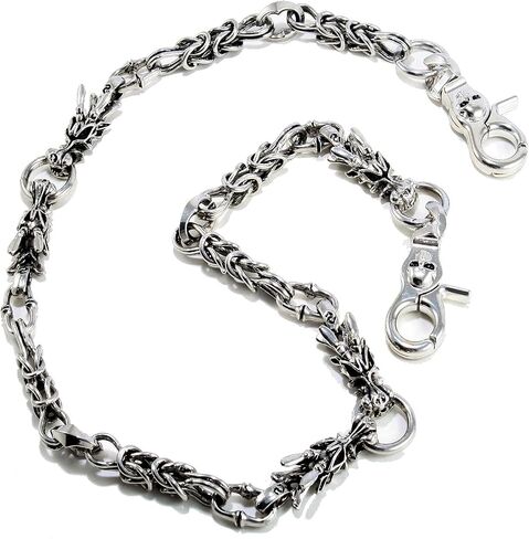 Double K Dragon Connect Classic Biker Trucker Jean Wallet Chain (22" 28") Silver NCS84 in Saudi Arabia