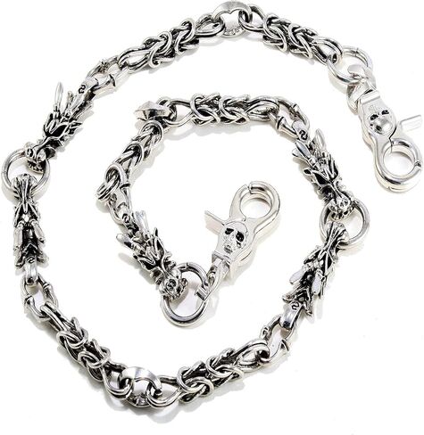 Double K Dragon Connect Classic Biker Trucker Jean Wallet Chain (22" 28") Silver NCS84 in Saudi Arabia
