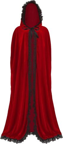 Women Little Red Riding Hood Costume Cape Velvet Cloak Halloween Christmas Party Dress Up Outfit for Adult in Saudi Arabia