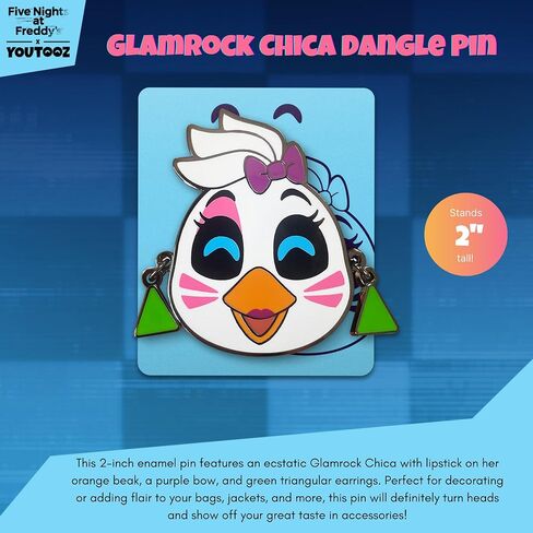 مجموعة دبابيس Youtooz Glamrock Chica المتدلية، دبابيس Glamrock Chica المتدلية المرخصة رسميًا، يتضمن صندوق التجميع دبوس Glamrock Chica المتدلي من Youtooz Five Nights at Freddy's Collection in Kuwait