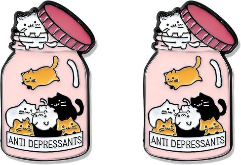 2PCS Funny Cat Pins for Women Cute Cat Backpacks Enamel Pins Brooch Pink Animal Statement Brooch Pin Costume Favor Decoration Accessories in Saudi Arabia