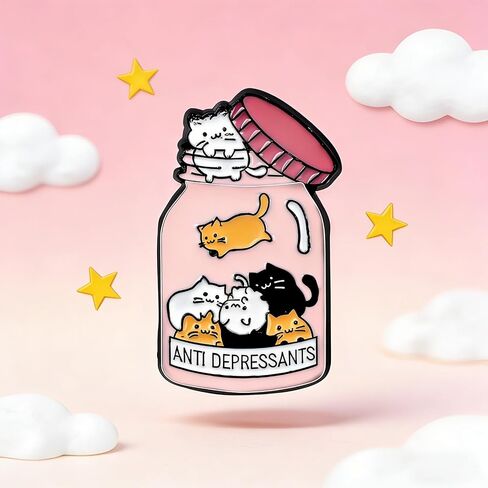 2PCS Funny Cat Pins for Women Cute Cat Backpacks Enamel Pins Brooch Pink Animal Statement Brooch Pin Costume Favor Decoration Accessories in Saudi Arabia