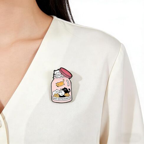 2PCS Funny Cat Pins for Women Cute Cat Backpacks Enamel Pins Brooch Pink Animal Statement Brooch Pin Costume Favor Decoration Accessories in Saudi Arabia