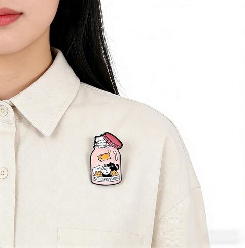 2PCS Funny Cat Pins for Women Cute Cat Backpacks Enamel Pins Brooch Pink Animal Statement Brooch Pin Costume Favor Decoration Accessories in Saudi Arabia