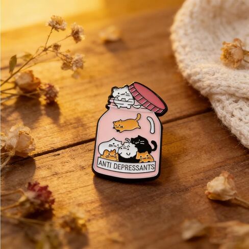 2PCS Funny Cat Pins for Women Cute Cat Backpacks Enamel Pins Brooch Pink Animal Statement Brooch Pin Costume Favor Decoration Accessories in Saudi Arabia