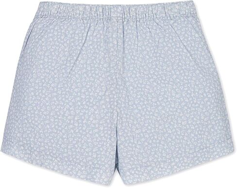 Hope & Henry Girls’ Linen Pull-On Short – Organic Cotton & Linen Blend, Ladder Trim, Elastic Waist, Side Pockets, Blue Chateau Ditsy, 8 in Kuwait