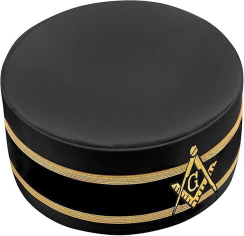 Master Mason Blue Lodge Crown Cap, Black Velvet with Gold Braid, Square & Compass, Formal Masonic Regalia in Kuwait