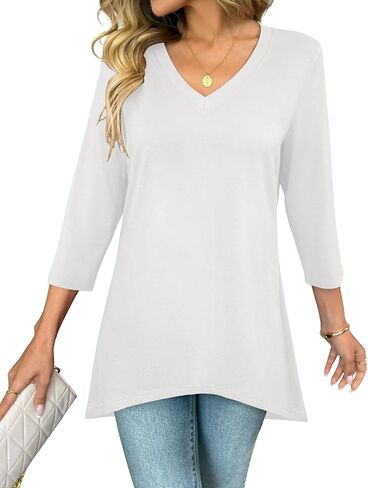 Bettysays Tunic Tops for Women Loose Fit Dressy Casual 3/4 Sleeve V Neck Women Tops to Wear with Leggings in Saudi Arabia