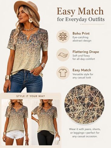 Womens Summer Tops Short Sleeve Shirts V Neck Cute Trendy Tunic Blouses 2026 in Kuwait