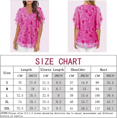 Women's Dressy Casual,Double Layers Mesh Elegant Summer Blouses,Short Sleeve V Neck Women's Tunic Tops S-XXL in Kuwait