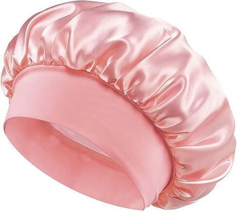 Satin Bonnet for Sleeping, Wide Band Silk Sleep Cap, Large Hair Bonnet for Women with Curly Hair Braids and Natural Styles in Kuwait