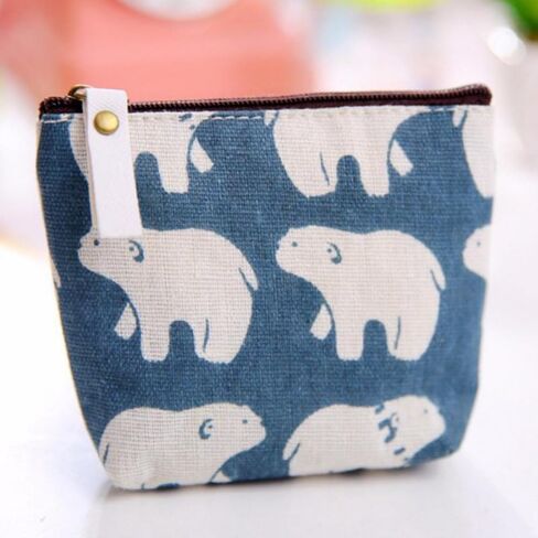 1PC Mini Canvas Coin Purse, Cute Printed Zipper Change Pouch for Women, Small Wallet for Keys, Cards & Cash (Whale) in Kuwait