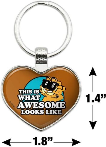 Garfield This is What Awesome Looks Like Keychain Heart Love Metal Key Chain Ring in Kuwait