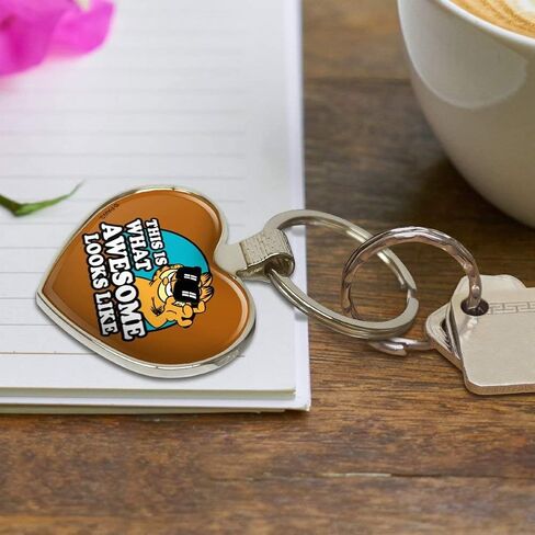 Garfield This is What Awesome Looks Like Keychain Heart Love Metal Key Chain Ring in Kuwait