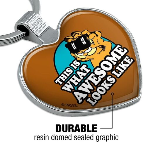 Garfield This is What Awesome Looks Like Keychain Heart Love Metal Key Chain Ring in Kuwait