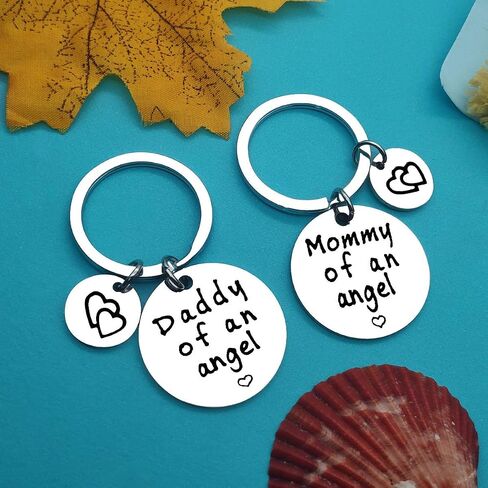 Xiahuyu Loss Memorial Keychain Gifts Mommy of an Angel Daddy of an Angel Keychain Set Miscarriage Keychain Gifts Baby Memorial Gifts In Memory of Infant Loss Jewelry in Kuwait