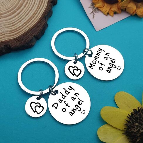 Xiahuyu Loss Memorial Keychain Gifts Mommy of an Angel Daddy of an Angel Keychain Set Miscarriage Keychain Gifts Baby Memorial Gifts In Memory of Infant Loss Jewelry in Kuwait