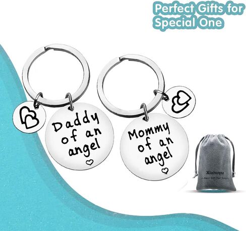 Xiahuyu Loss Memorial Keychain Gifts Mommy of an Angel Daddy of an Angel Keychain Set Miscarriage Keychain Gifts Baby Memorial Gifts In Memory of Infant Loss Jewelry in Kuwait