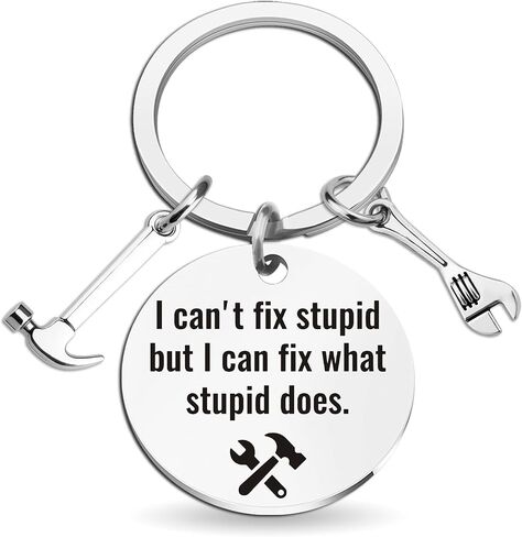 Carpenter Builder Mechanic Gifts Woodworker Handyman Gifts for Men Dad Husband Boyfriend Grandpa Mechanic Woodworker Construction Worker Gift I Can Fix What Stupid Does Keychain in Kuwait