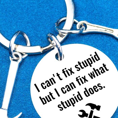 Carpenter Builder Mechanic Gifts Woodworker Handyman Gifts for Men Dad Husband Boyfriend Grandpa Mechanic Woodworker Construction Worker Gift I Can Fix What Stupid Does Keychain in Kuwait