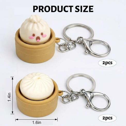 4PCS Mini Dumpling Keychain Set, Cute Asian Food Themed Accessories for Bags and Keys, Soft Creamy Keyboard Fidget for Everyone in Saudi Arabia