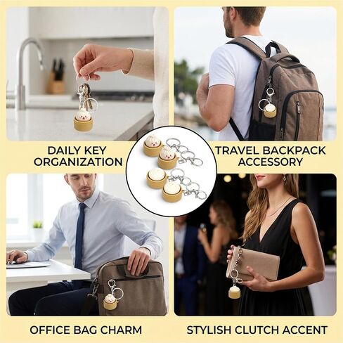 4PCS Mini Dumpling Keychain Set, Cute Asian Food Themed Accessories for Bags and Keys, Soft Creamy Keyboard Fidget for Everyone in Saudi Arabia
