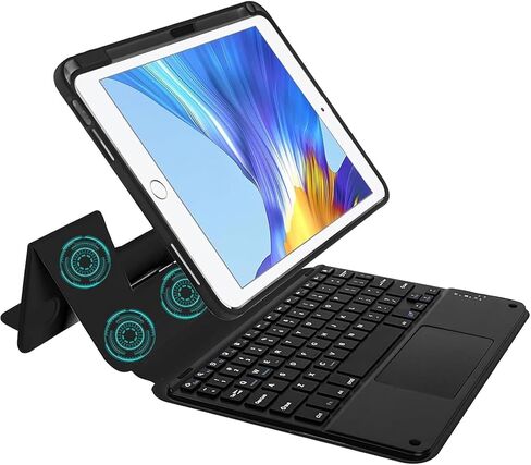 Case for iPad 2019/2020/2021 9th/8th/7th Generation Case 10.2 inch Baby Skin-Like Touch PU Leather Protective Detachable 10.2" Case with Pencil Holder Smart Auto Sleep/Wake Cover -Black in Kuwait