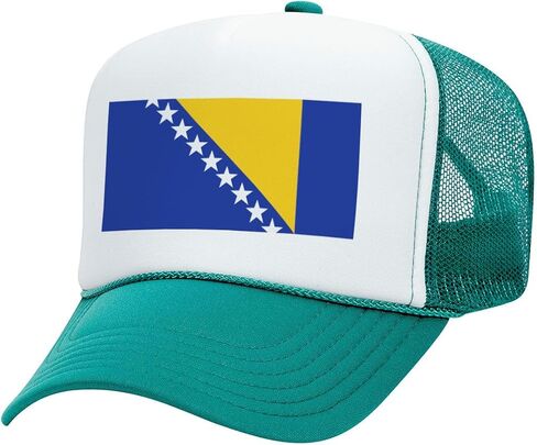 TeesAndTankYou Flag of Bosnia and Herzegovina Bosnia Country Pride Foam Trucker Cap Adjustable Mesh Back Hat in Kuwait